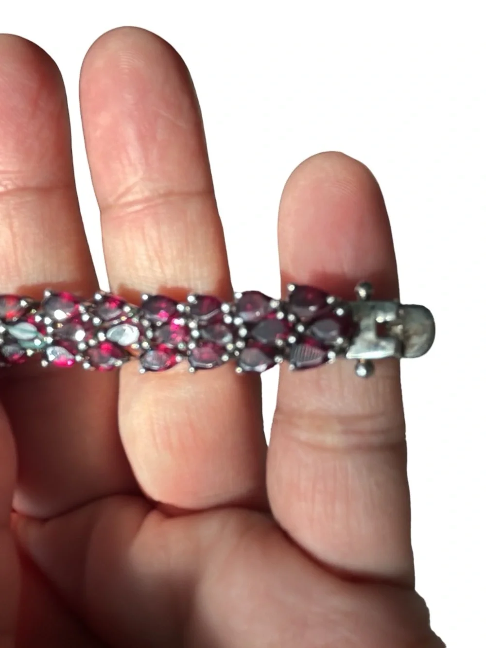Sterling Silver Red Garnet Tennis Bracelet